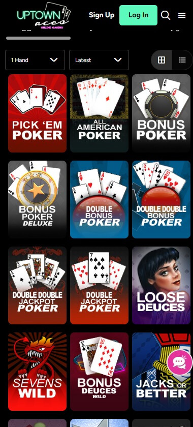 Uptown Aces Casino Mobile Preview 1