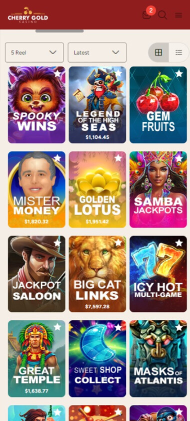CherryGold Casino Mobile Preview 2
