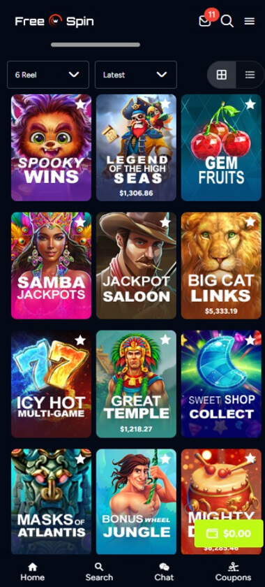 FreeSpin Casino Mobile Preview 2