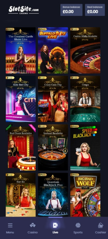 SlotSite.com Casino Mobile Preview 2