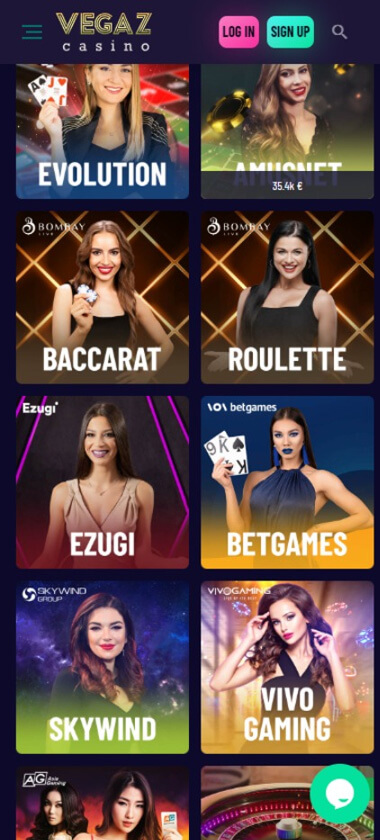 Vegaz Casino Mobile Preview 3