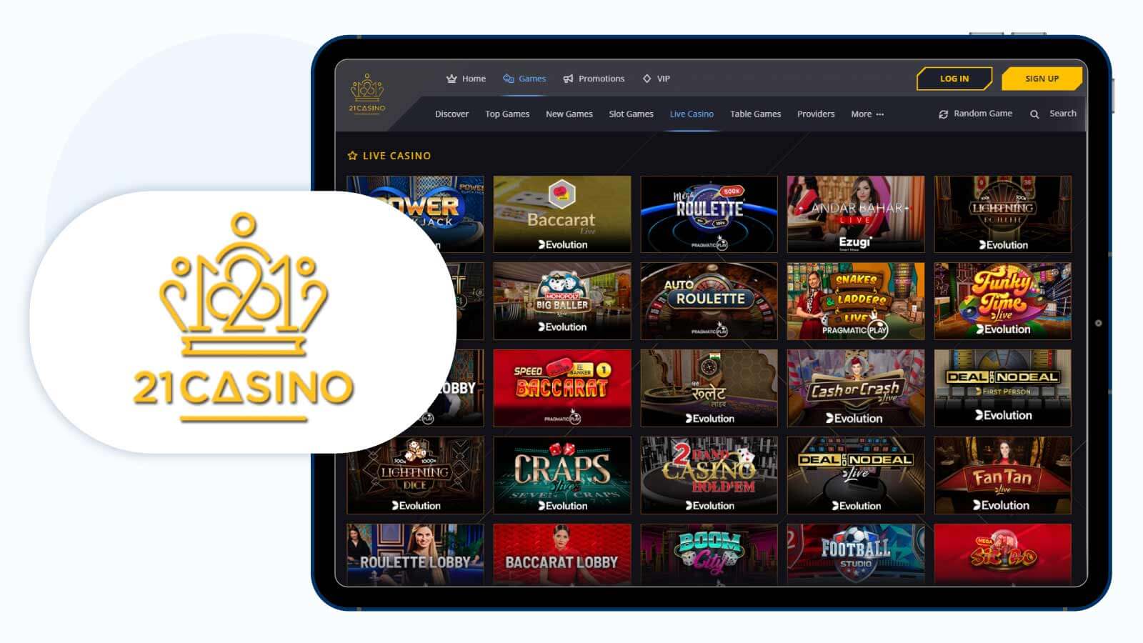 21Casino Best $10 Minimum Deposit Casino for Live Dealer Casino Games