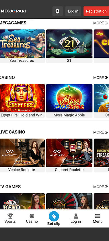 Megapari Casino Mobile Preview 1