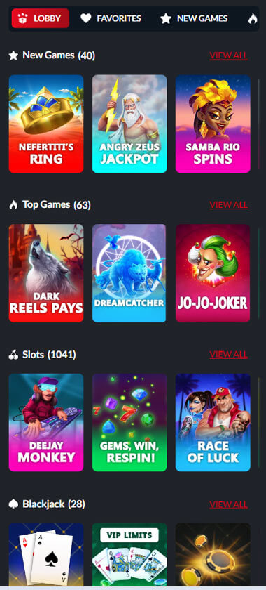 Red Dog Casino Mobile Preview 1