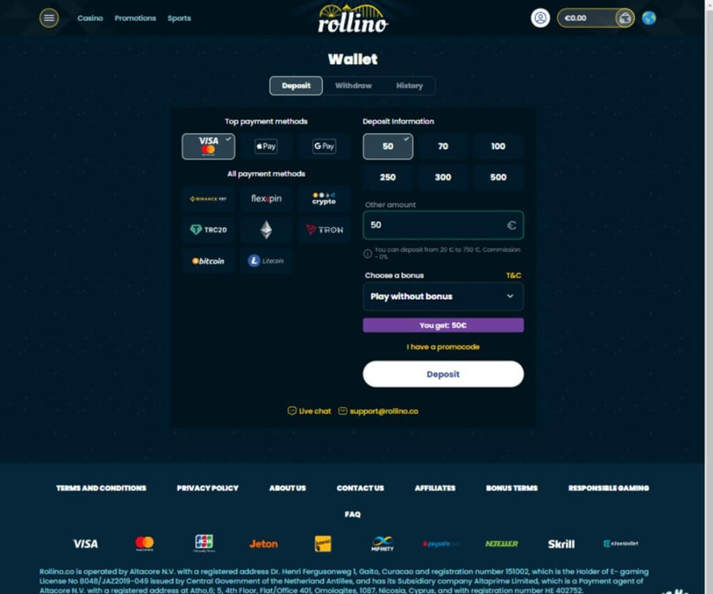 rollino-casino-deposit-methods-review