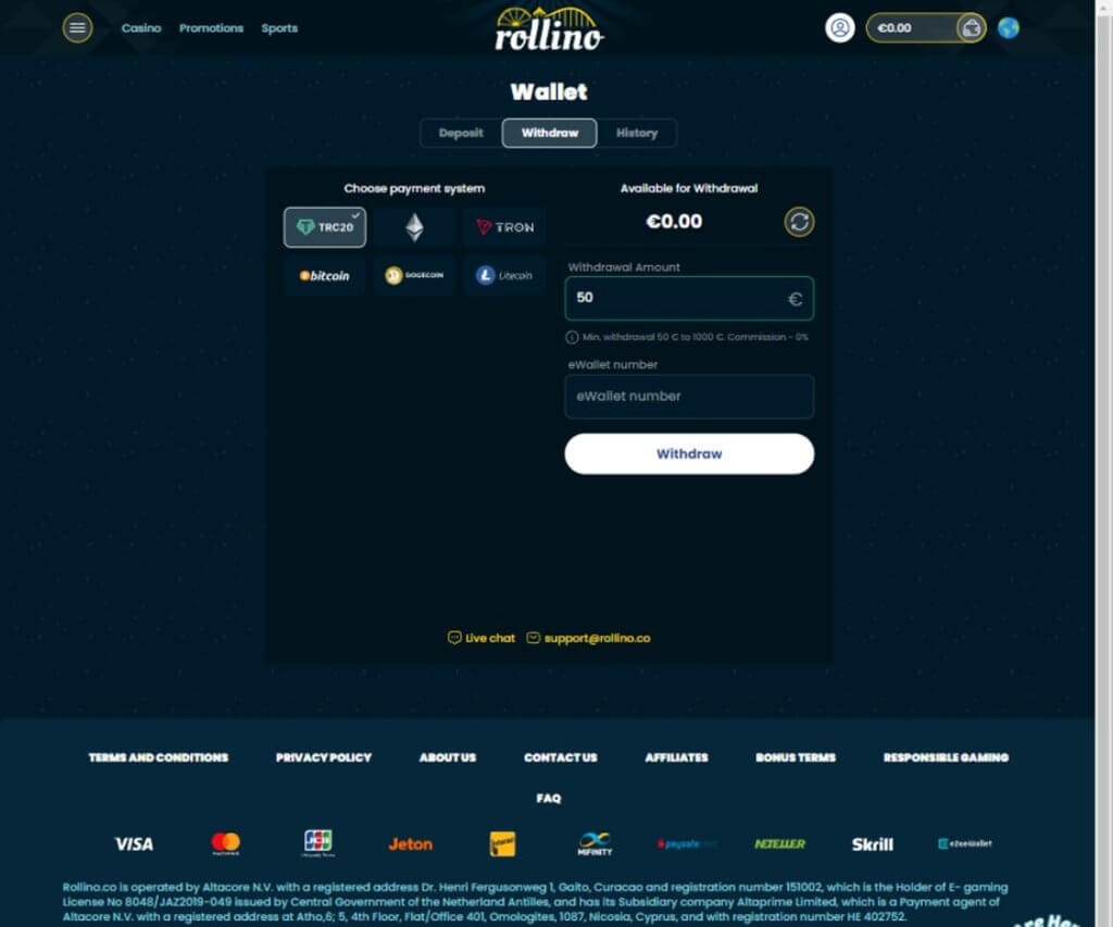 rollino-casino-withdrawal-methods-review