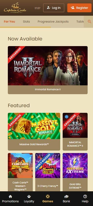 Captain Cooks Casino Mobile Preview 1