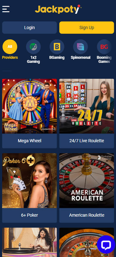 Jackpoty Casino live dealer games mobile review