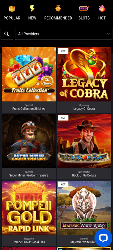Cobra Casino Mobile Preview 1