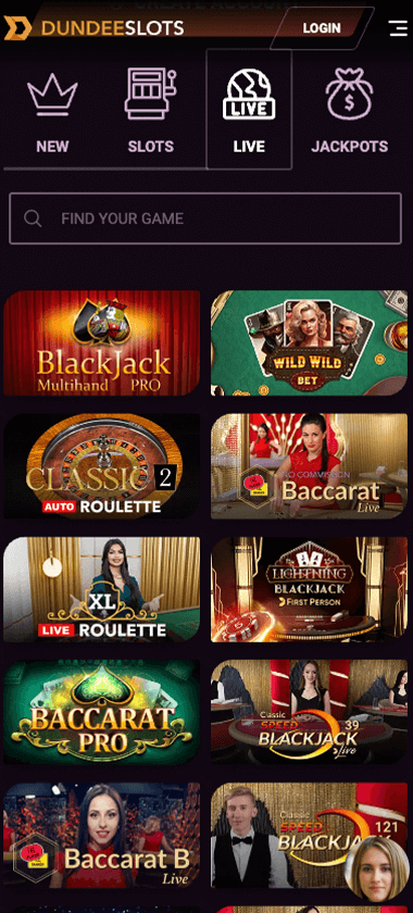 DundeeSlots Casino Mobile Preview 2