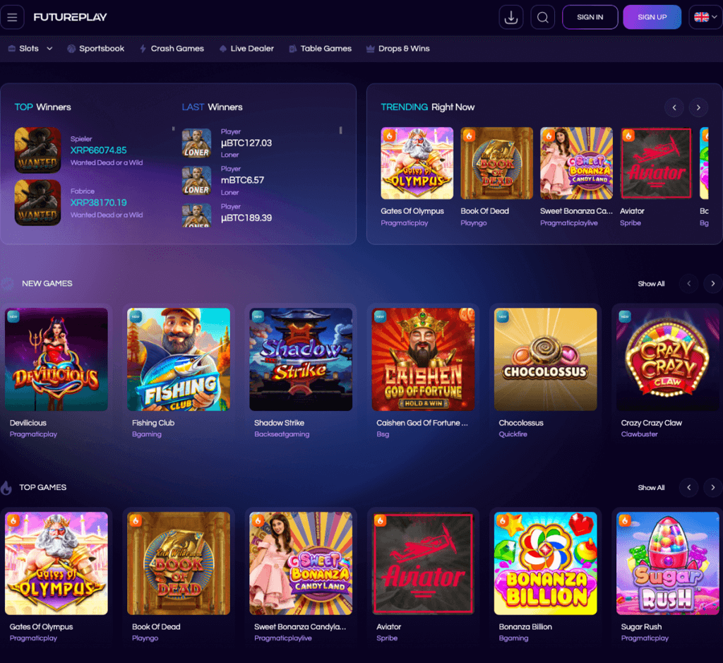 futureplay-casino-homepage-review