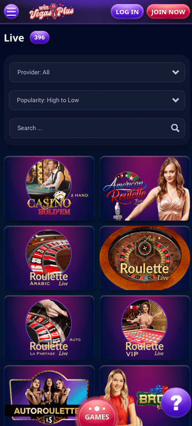VegasPlus Casino Mobile Preview 2