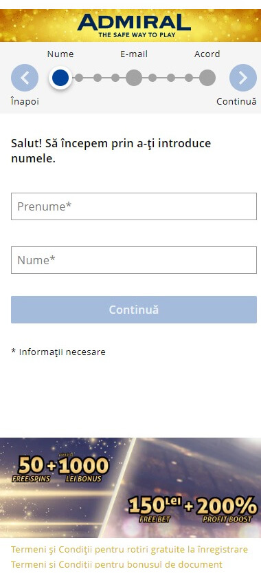 Admiral Casino Registration Process Image 1