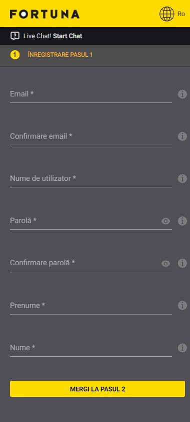 Fortuna Casino Registration Process Image 1