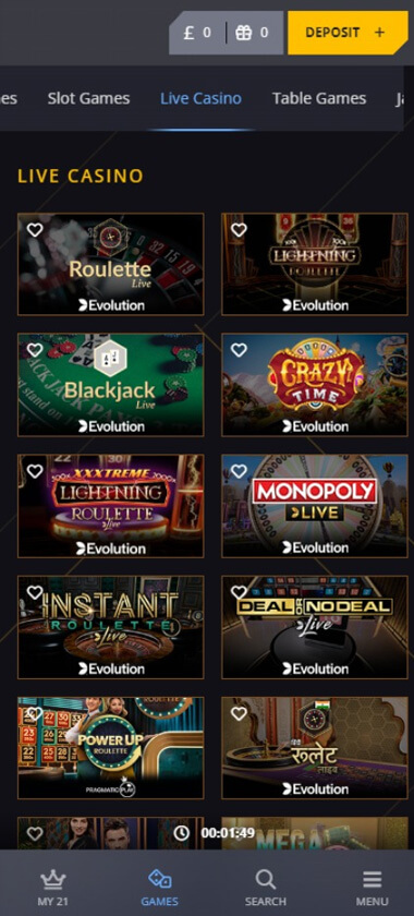 21 Casino Mobile Preview 2