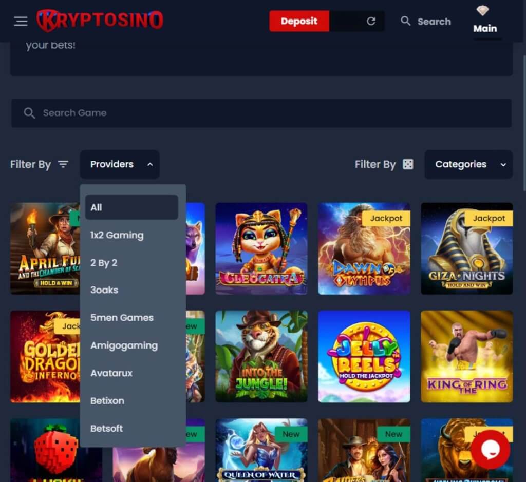 kriptosino-casino-software-providers-review