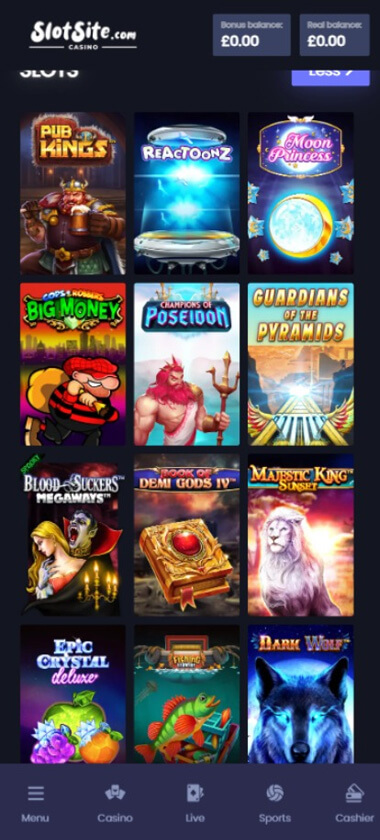 SlotSite.com Casino Mobile Preview 1