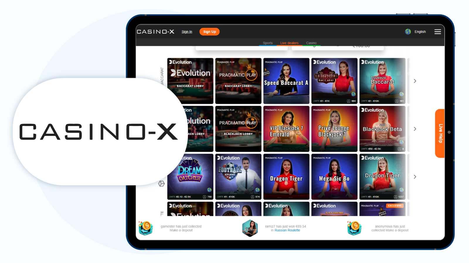 Casino-X Top $5 Minimum Deposit Casino for Live Casino Games