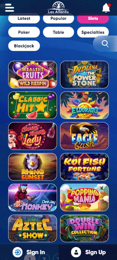 Las Atlantis Casino Mobile Preview 2