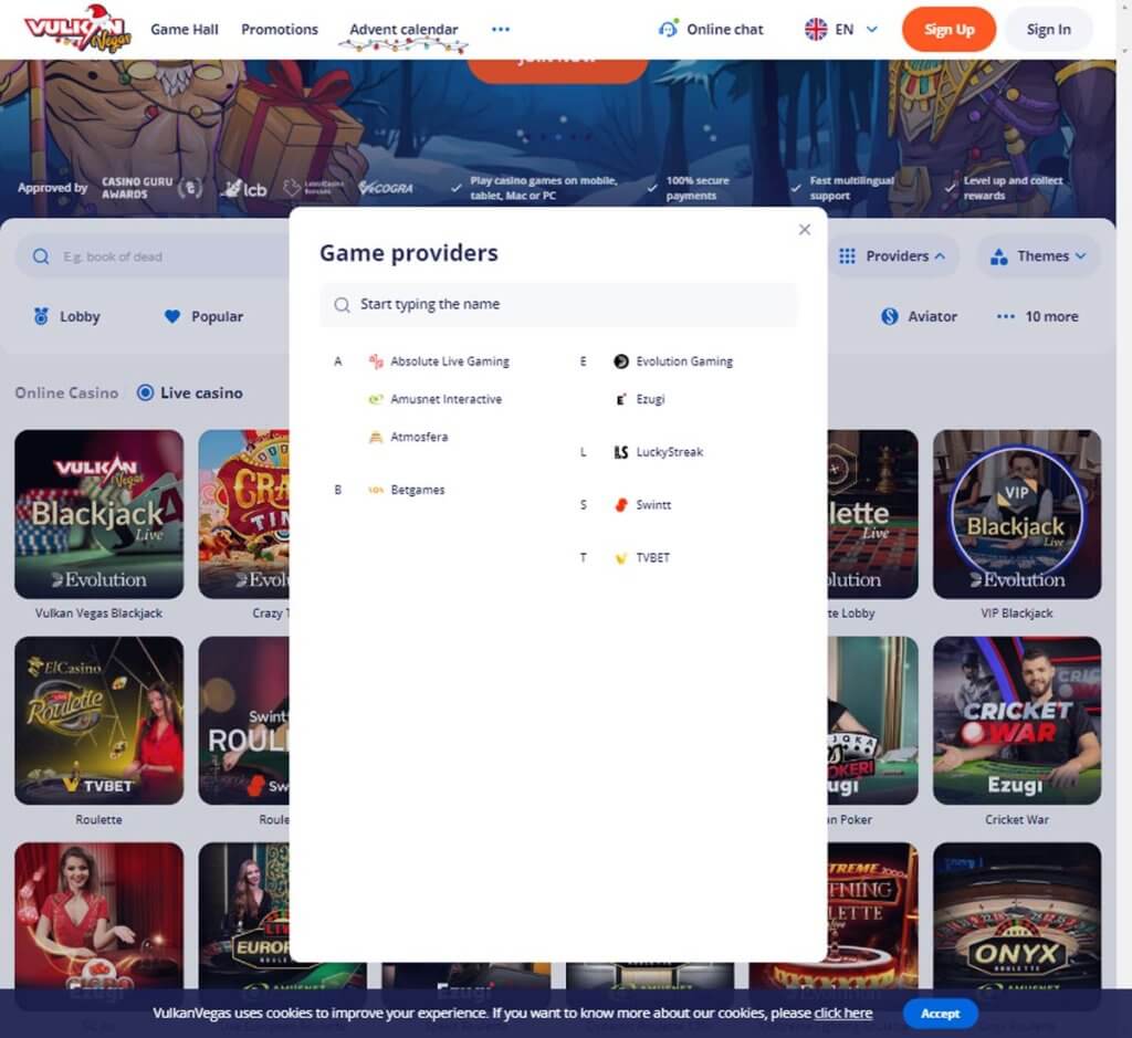 vulkan-vegas-casino-software-providers-available-review