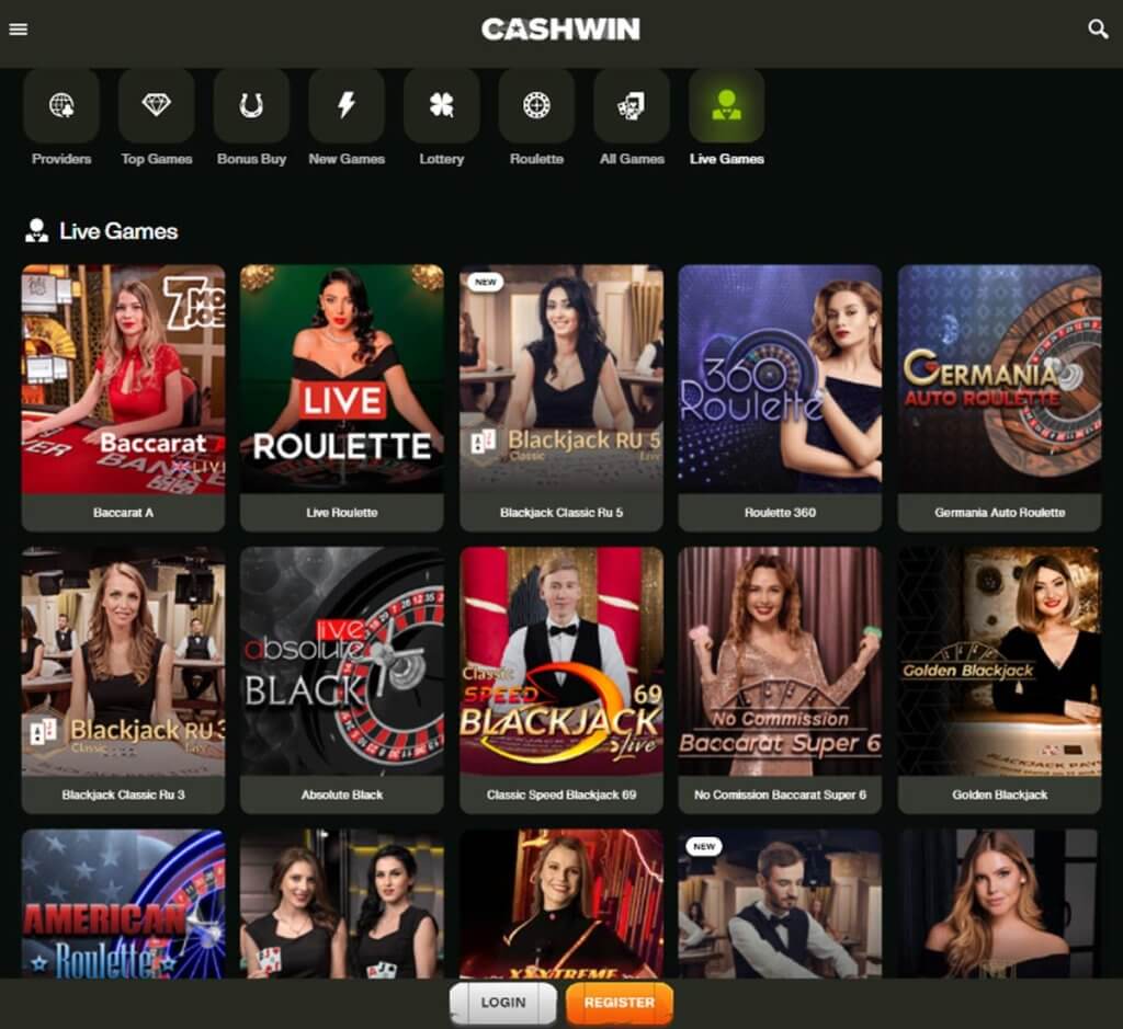 CashWin Casino live dealer games review