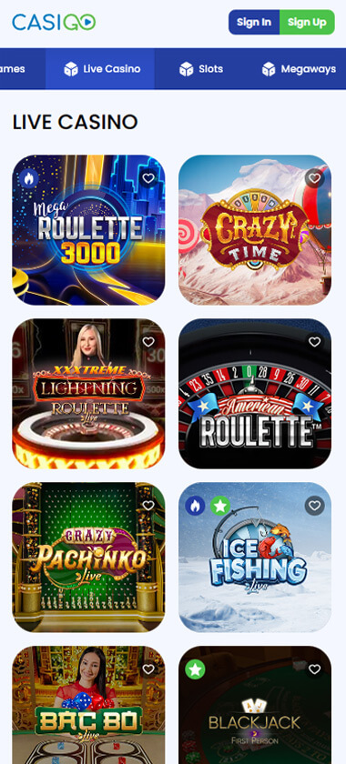 CasiGo Casino Mobile Preview 2