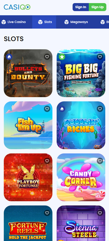 CasiGo Casino Mobile Preview 1