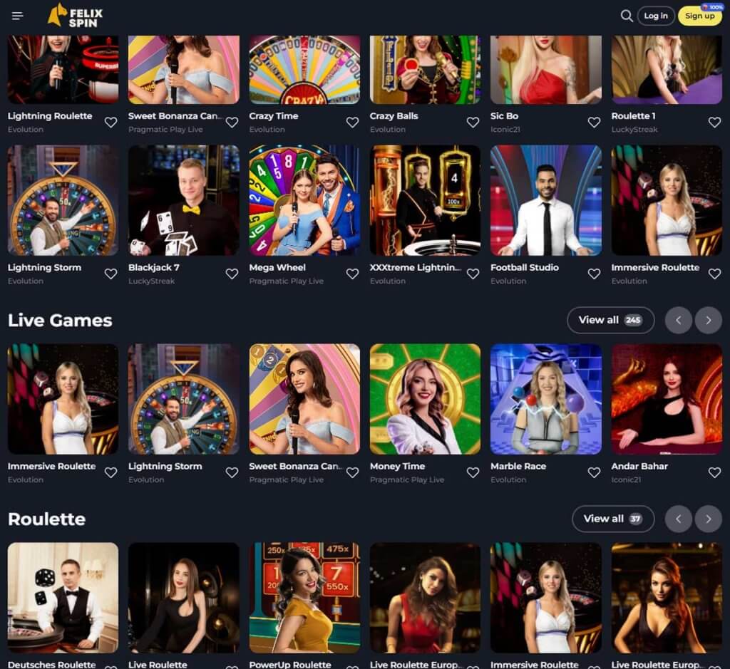 FelixSpin-casino-live-casino-games-collection-review