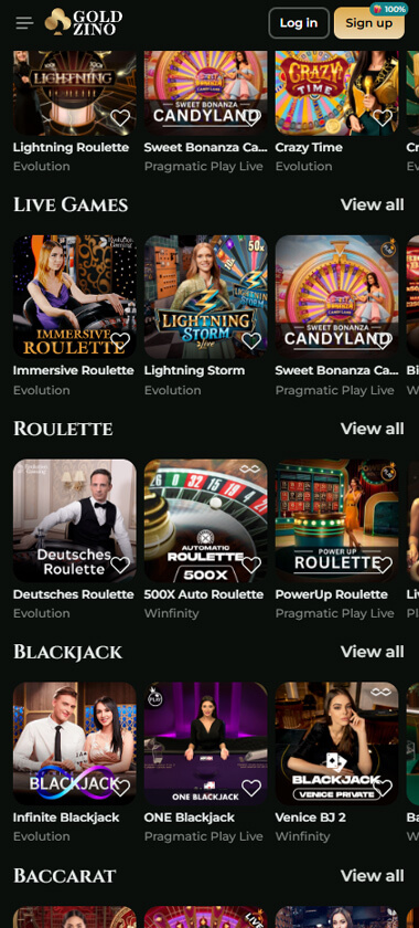 Goldzino Casino Mobile Preview 1