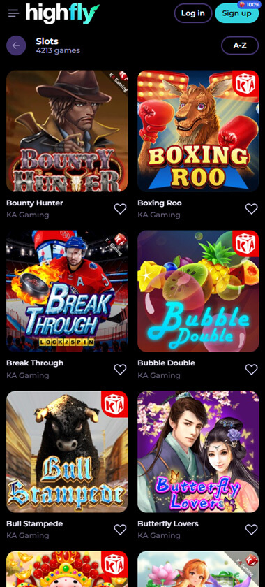 Highflybet Casino Mobile Preview 2