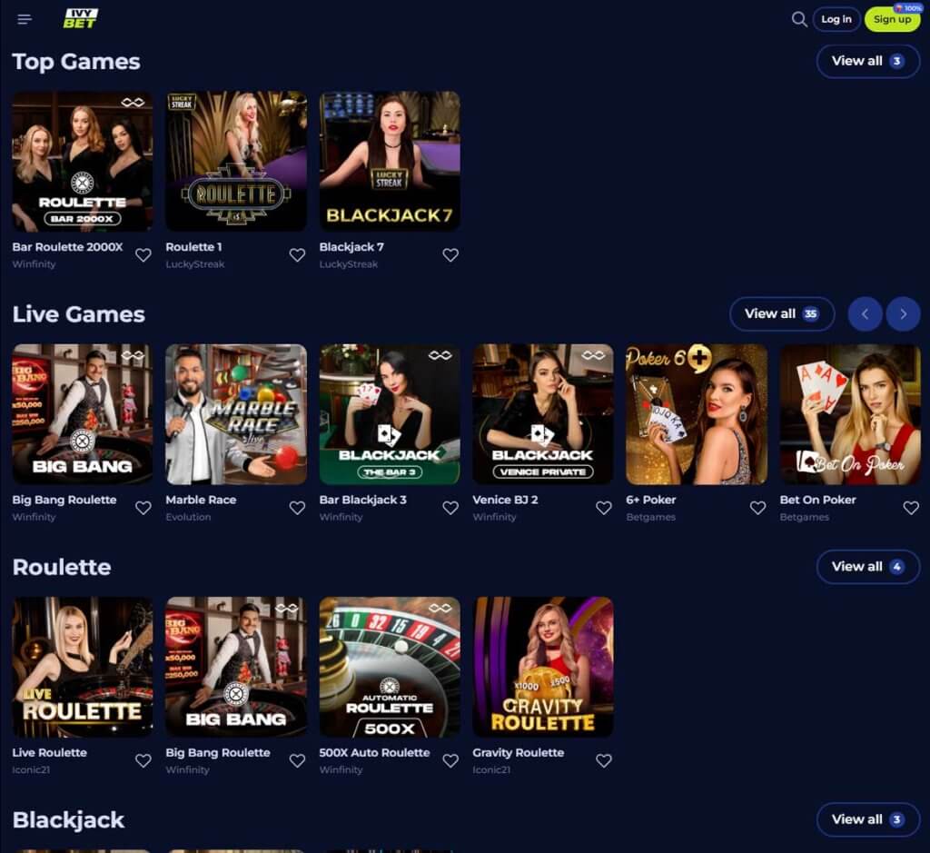Ivybet-casino-live-casino-games-collection-review