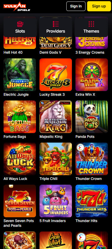VulkanSpiele Casino Mobile Preview 1