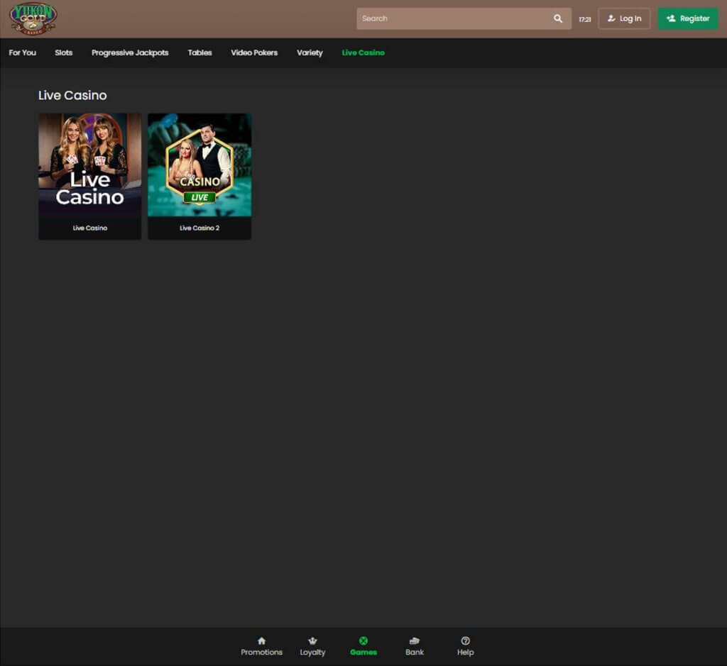 Yukon Gold Casino live dealer games mobile review