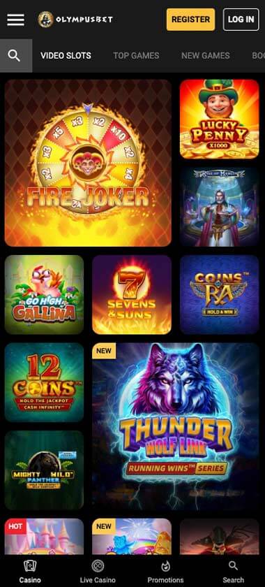 OlympusBet Casino Mobile Preview 2