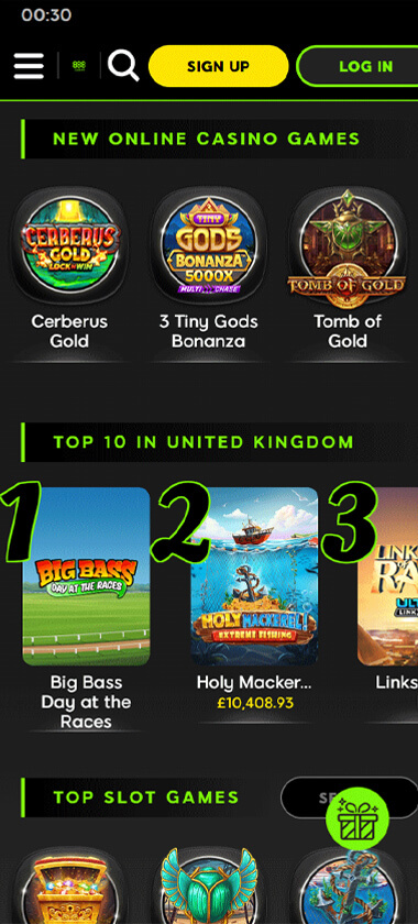 888 Starz Casino mobile homepage screenshot showing main casino lobby with featured games and promotions - captured during platform testing