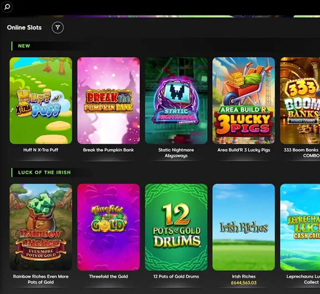888 Starz Casino desktop slots lobby screenshot presenting variety of slot games with categories and providers - verified