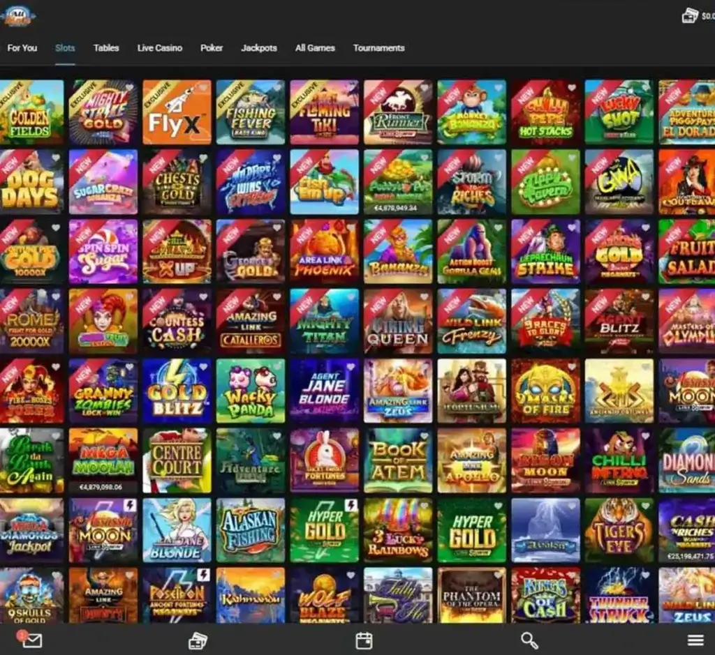 All Slots Casino desktop slots lobby screenshot presenting variety of slot games with categories and providers - verified
