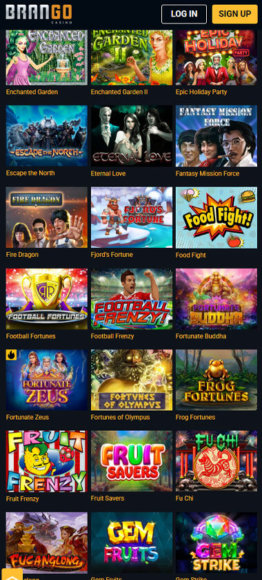 Brango Casino mobile homepage screenshot showing main casino lobby with featured games and promotions - captured during platform testing Brango Casino mobile homepage screenshot showing main casino lobby with featured games and promotions - captured during platform testing