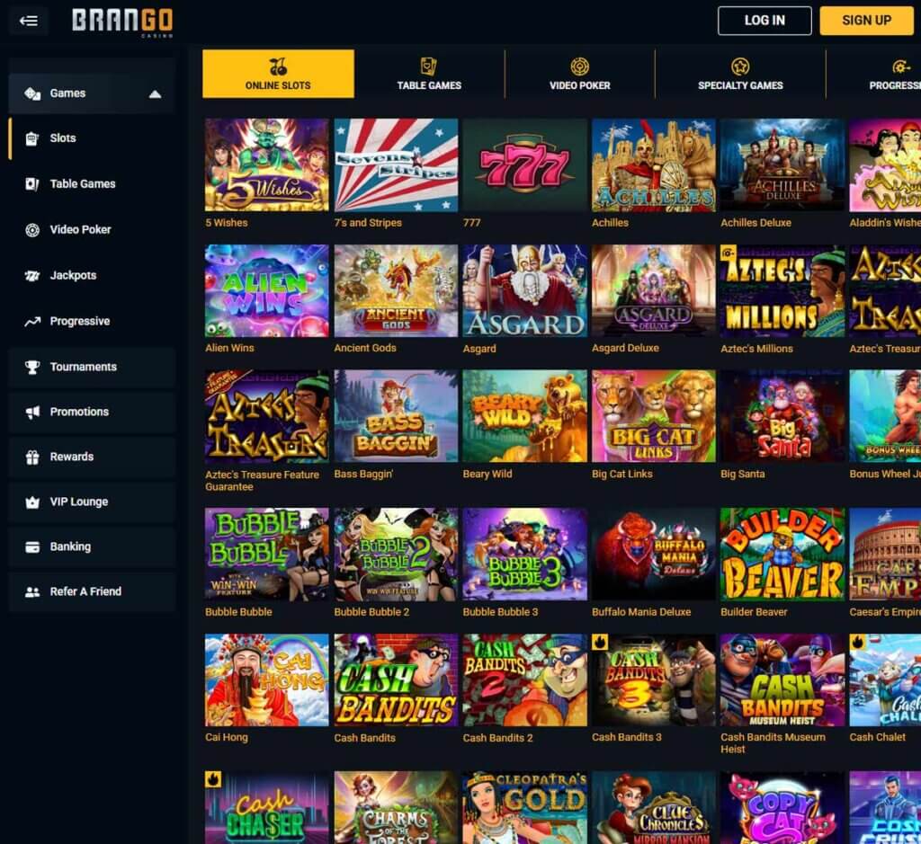 Brango Casino desktop slots lobby screenshot presenting variety of slot games with categories and providers - verified Brango Casino desktop slots lobby screenshot presenting variety of slot games with categories and providers - verified