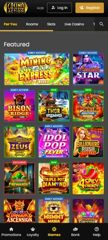 Casino Action Mobile Preview 2
