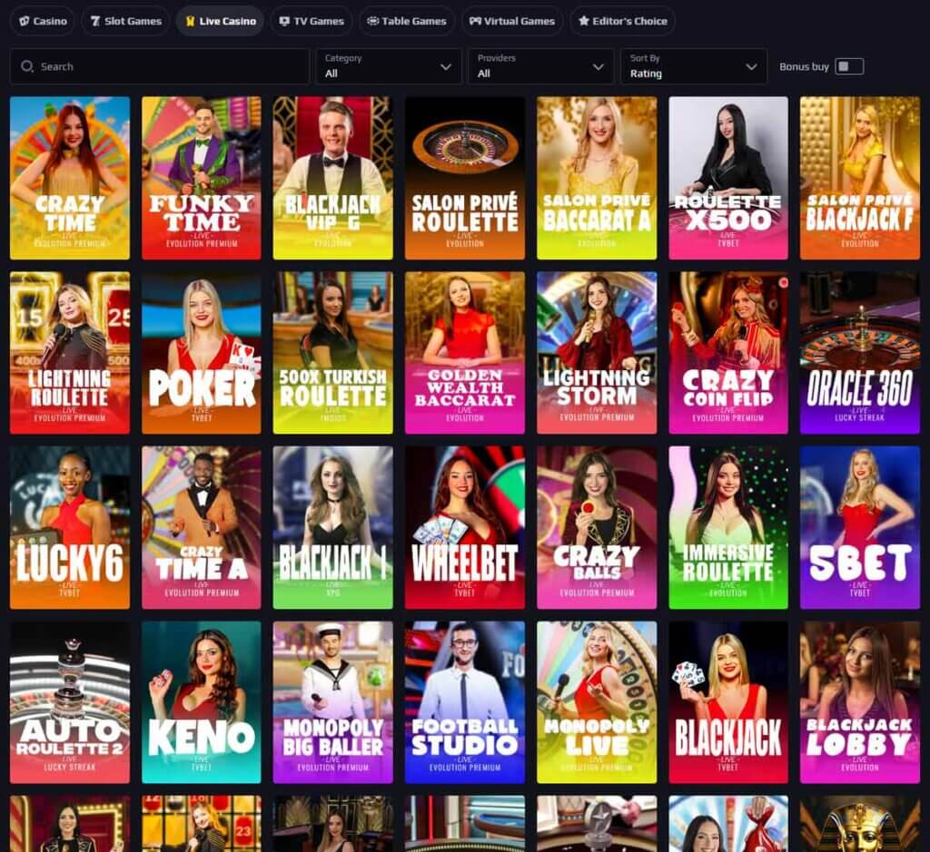 Chancer Casino desktop live casino lobby screenshot featuring live dealer games and real-time streaming interface - review testing