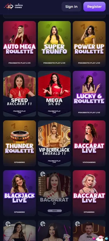 Crypto-Games Casino Mobile Preview 2