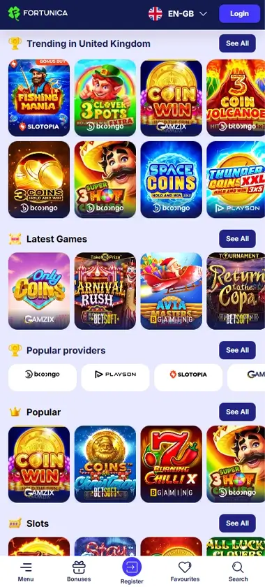 Fortunica Casino Mobile Preview 2
