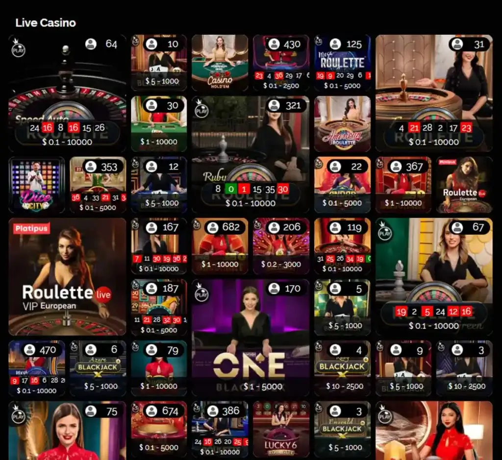 GratoWin Casino desktop live casino lobby screenshot featuring live dealer games and real-time streaming interface - review testing