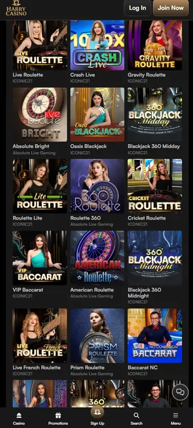 Harry Casino Mobile Preview 1