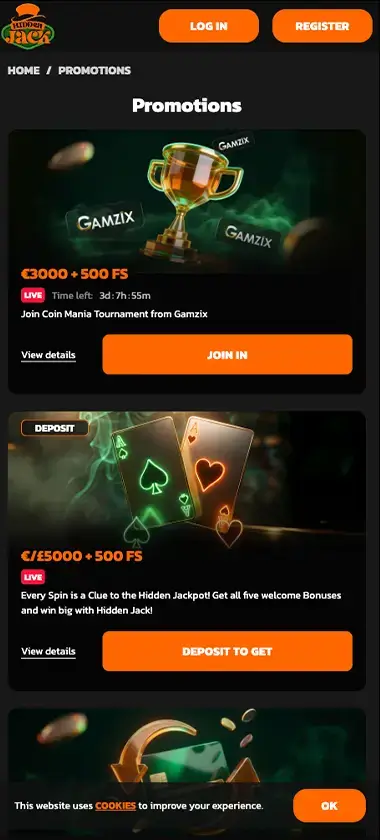 Hidden Jack Casino Mobile Preview 1