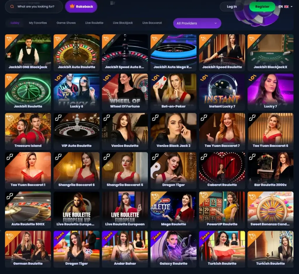 Jackbit Casino desktop live casino screenshot showing real-dealer tables including roulette, blackjack and baccarat with lobby navigation - tested Jackbit Casino desktop live casino screenshot showing real-dealer tables including roulette, blackjack and baccarat with lobby navigation - tested