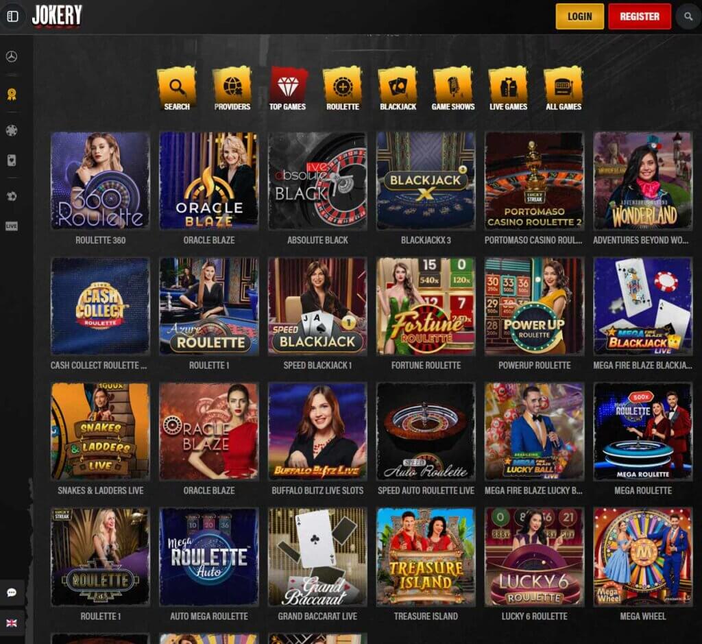 Jokery Casino desktop live casino screenshot showing real-dealer tables including roulette, blackjack and baccarat with lobby navigation - tested Jokery Casino desktop live casino screenshot showing real-dealer tables including roulette, blackjack and baccarat with lobby navigation - tested