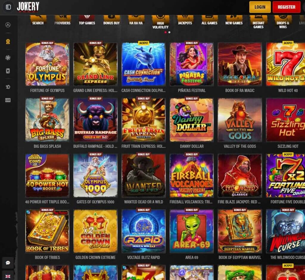 Jokery Casino desktop top games screenshot showing featured casino games, popular slots and game categories - tested Jokery Casino desktop top games screenshot showing featured casino games, popular slots and game categories - tested