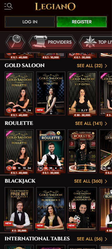 Legiano Casino Mobile Preview 2